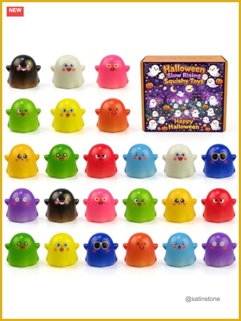 24 Pack Slow Rising Ghost Squishy Toys for Kids Halloween Party Favors Stress